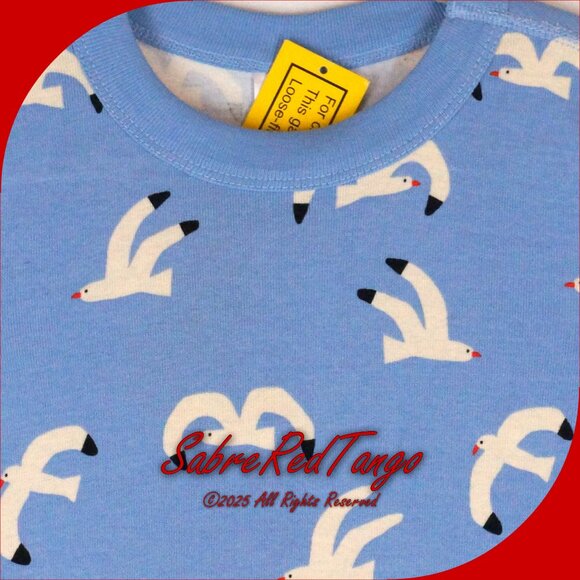 NWT Hanna Andersson Organic Short Johns Pajamas Seaside Seagulls Print 120 6 7 - Picture 2 of 6